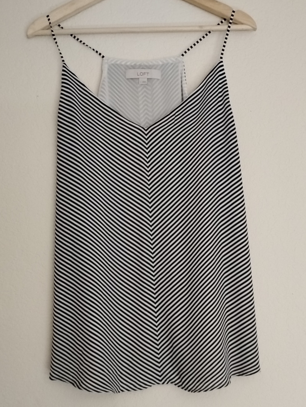 LOFT Black & White Diagonal Stripe Cami (L)